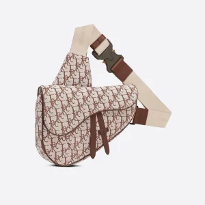 Dior x CACTUS JACK Oblique Jacquard Saddle Bag Coffee Brown