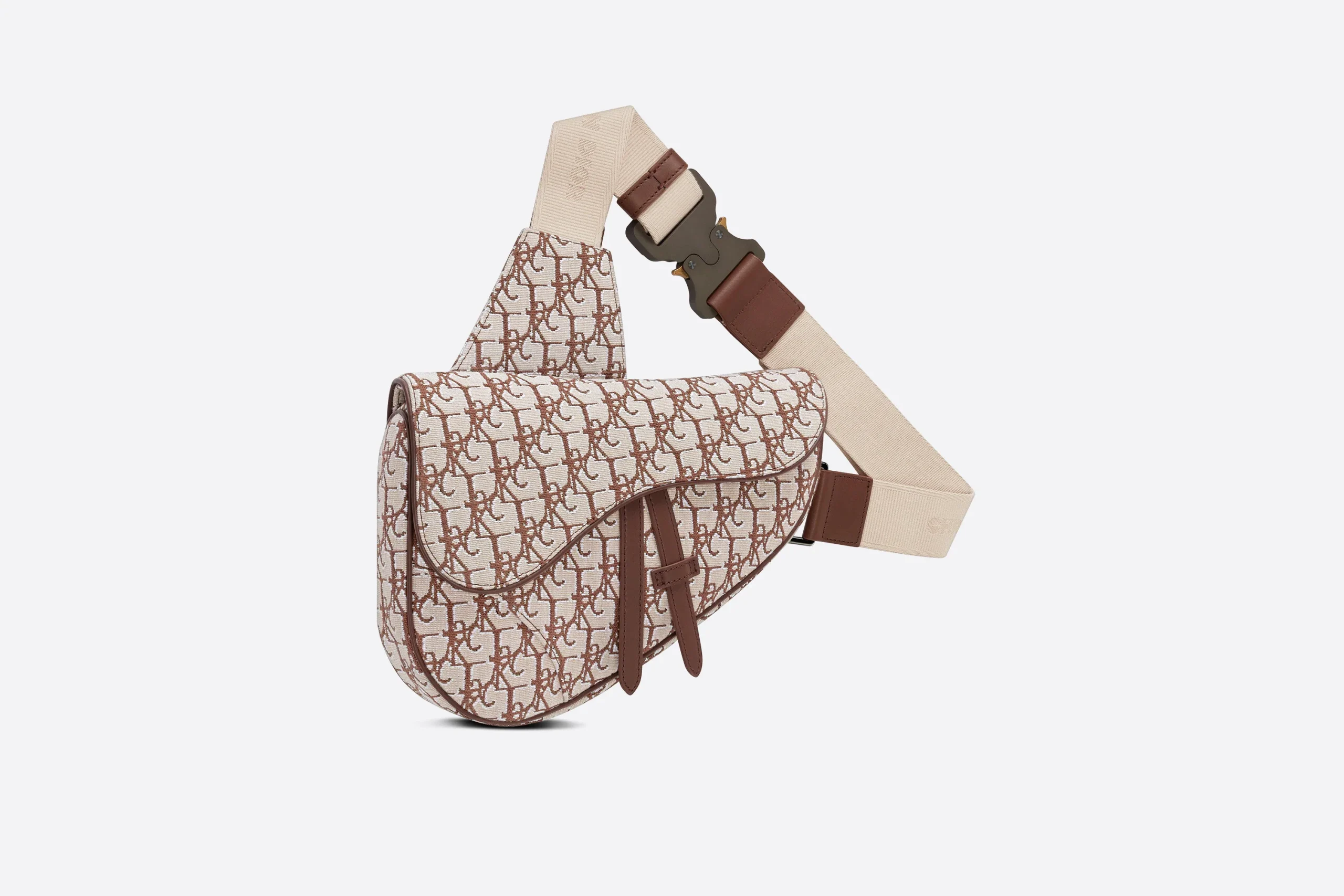 Dior x CACTUS JACK Oblique Jacquard Saddle Bag Coffee Brown – Image 2