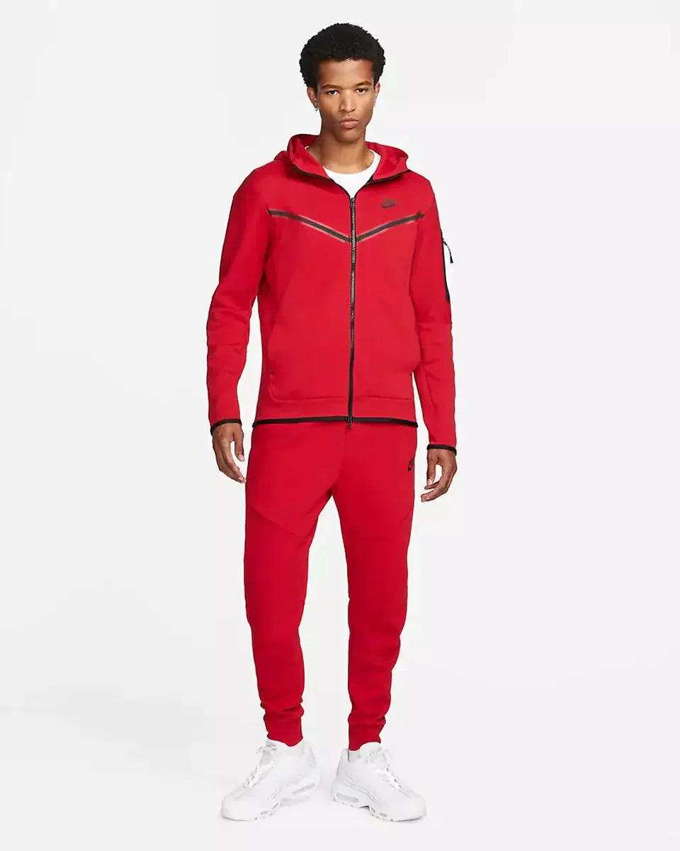 Nike Sportswear Tech Fleece Full Zip Hoodie & Joggers Set University Red – Image 3
