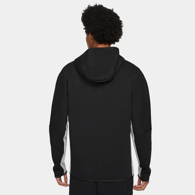 Nike Sportswear Tech Fleece Full Zip Hoodie & Joggers Set Black/Dark Grey Heather/White – Image 4