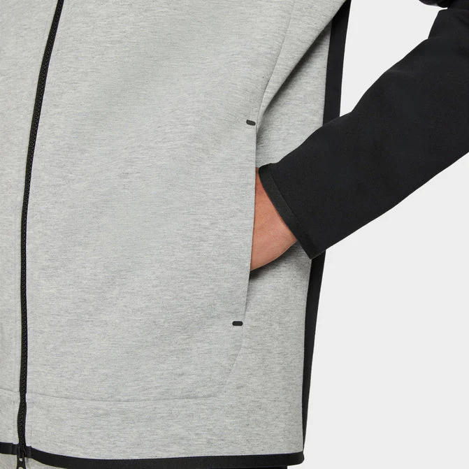 Nike Sportswear Tech Fleece Full Zip Hoodie & Joggers Set Black/Dark Grey Heather/White – Image 7