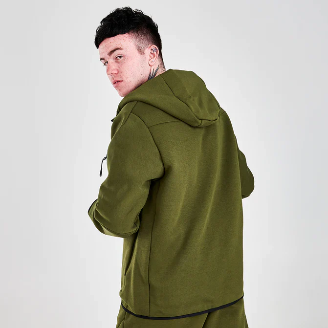 Nike Sportswear Tech Fleece Full Zip Hoodie & Joggers Set Rough Green/Black – Image 4
