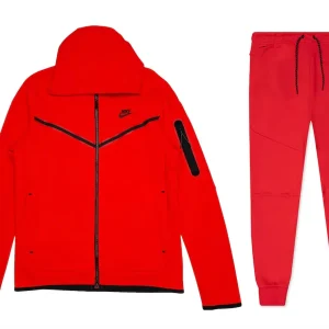 Nike Sportswear Tech Fleece Full Zip Hoodie & Joggers Set University Red