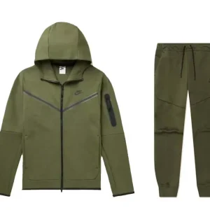 Nike Sportswear Tech Fleece Full Zip Hoodie & Joggers Set Rough Green/Black