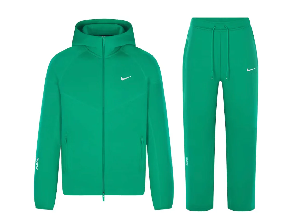 Nike x NOCTA Tech Fleece Hoodie & Joggers Set Stadium Green/Sail – Image 2
