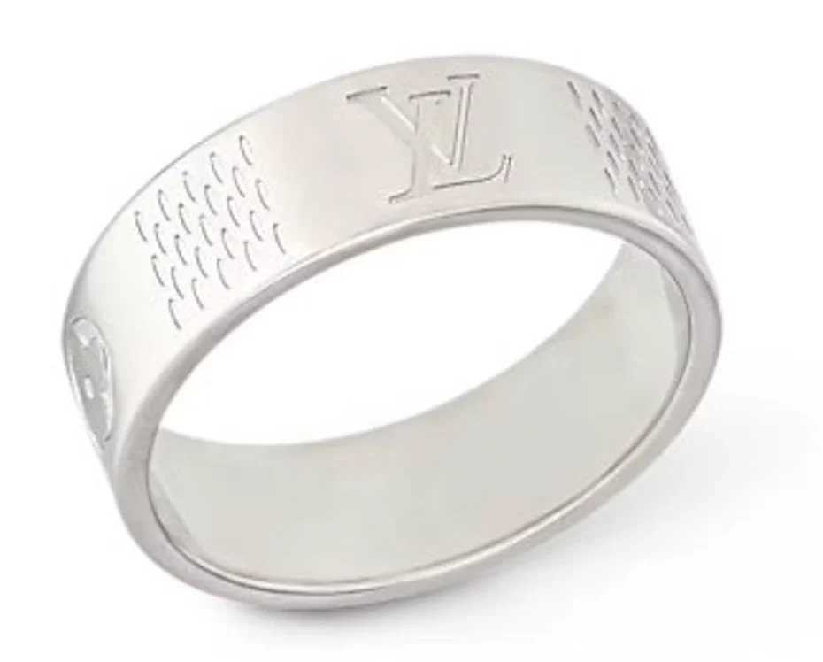 Louis Vuitton Damier Staples Thin Ring Silver – Image 3
