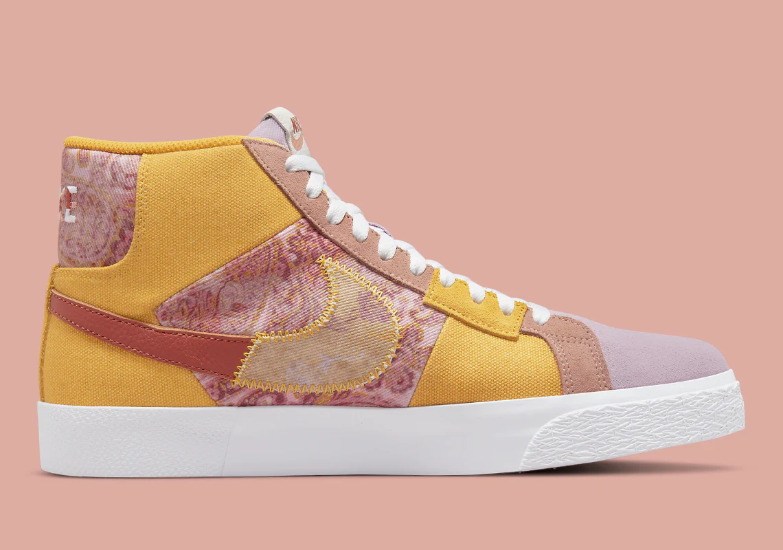 Nike SB Zoom Blazer Mid Premium Floral Paisley Sanded Gold – Image 4