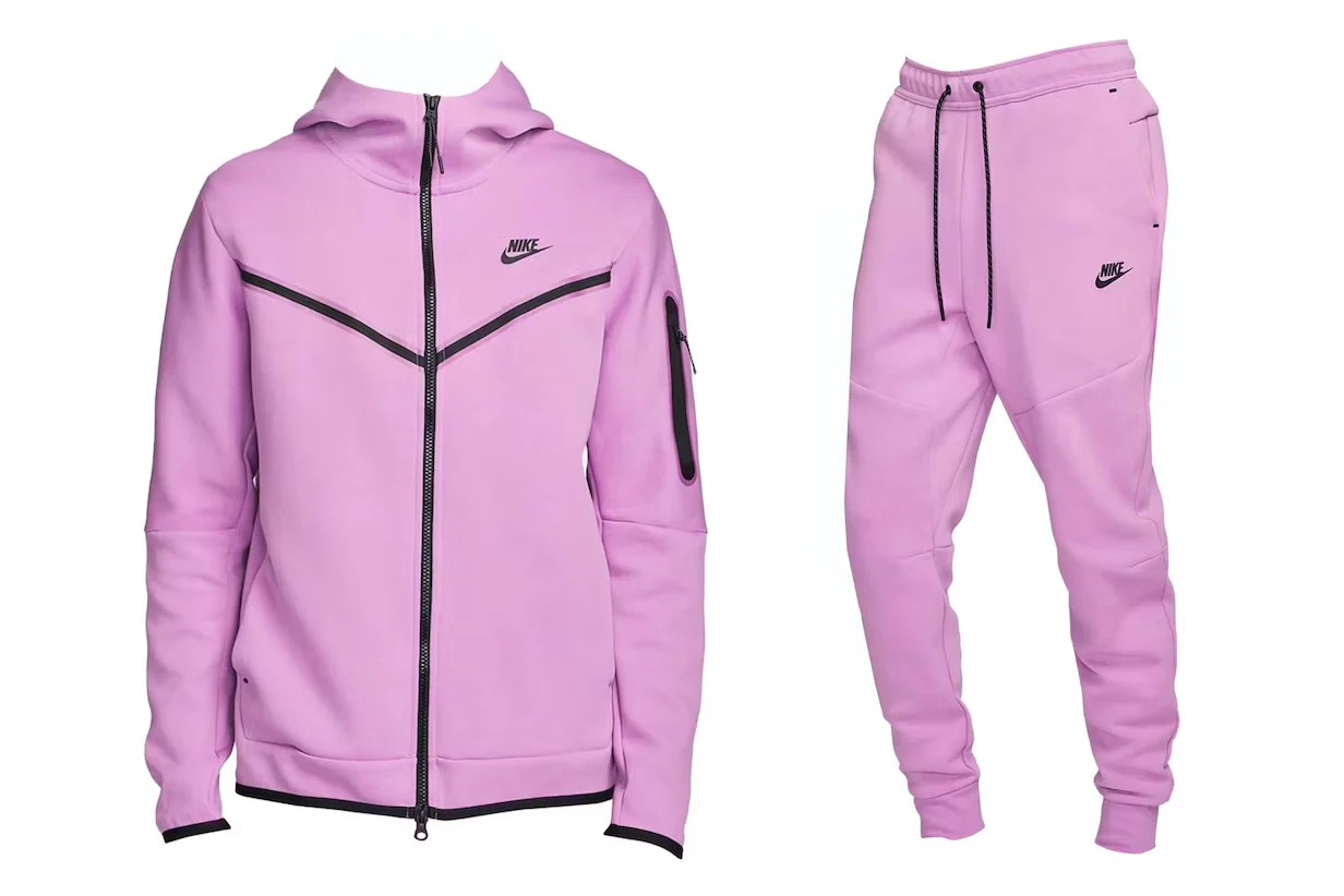 Nike Sportswear Tech Fleece Hoodie & Joggers Set Violet Shock/Black – Image 2