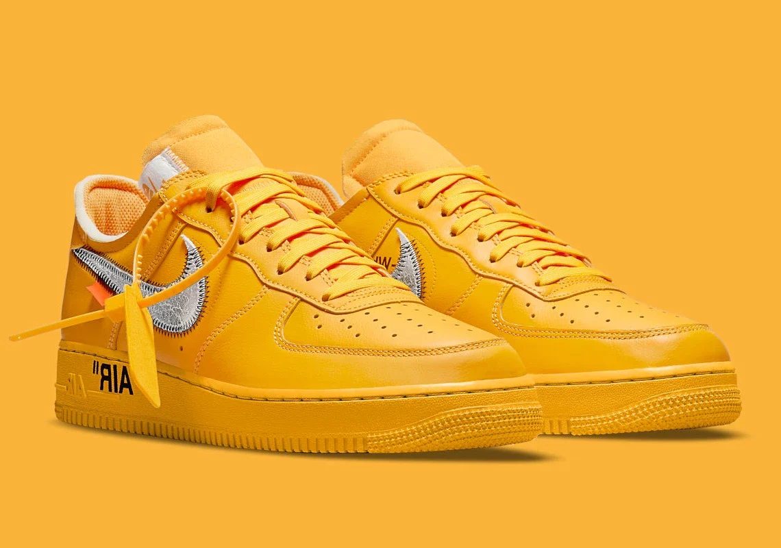 Nike Air Force 1 Low OFF-WHITE University Gold Metallic Silver – Image 3