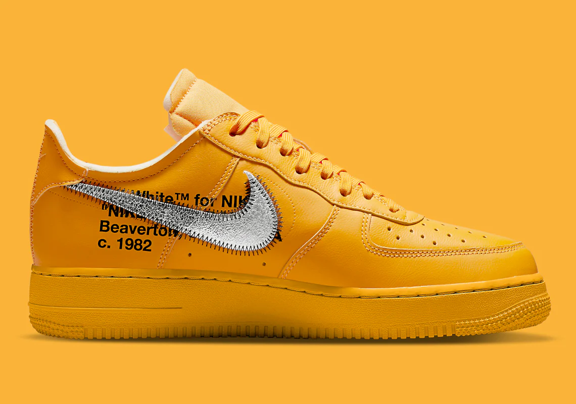 Nike Air Force 1 Low OFF-WHITE University Gold Metallic Silver – Image 4