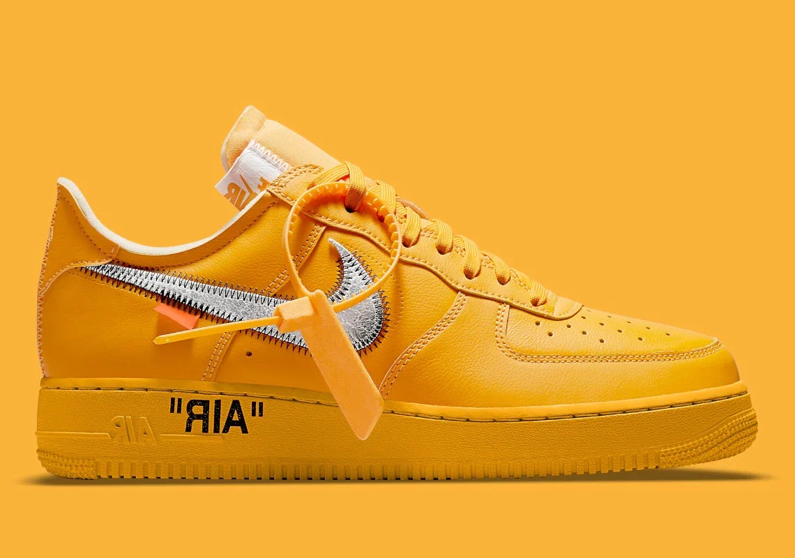 Nike Air Force 1 Low OFF-WHITE University Gold Metallic Silver – Image 2