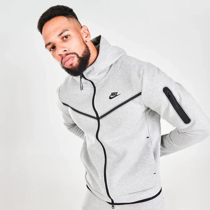 Nike Sportswear Tech Fleece Full Zip Hoodie & Joggers Set Grey – Image 3