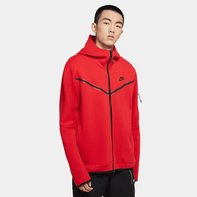 Nike Sportswear Tech Fleece Full Zip Hoodie & Joggers Set University Red – Image 5