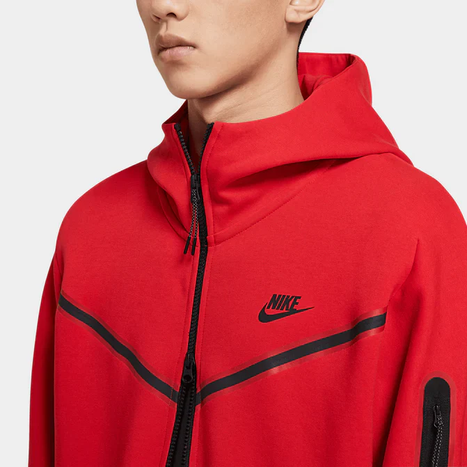 Nike Sportswear Tech Fleece Full Zip Hoodie & Joggers Set University Red – Image 6