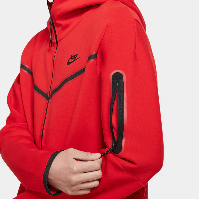 Nike Sportswear Tech Fleece Full Zip Hoodie & Joggers Set University Red – Image 7