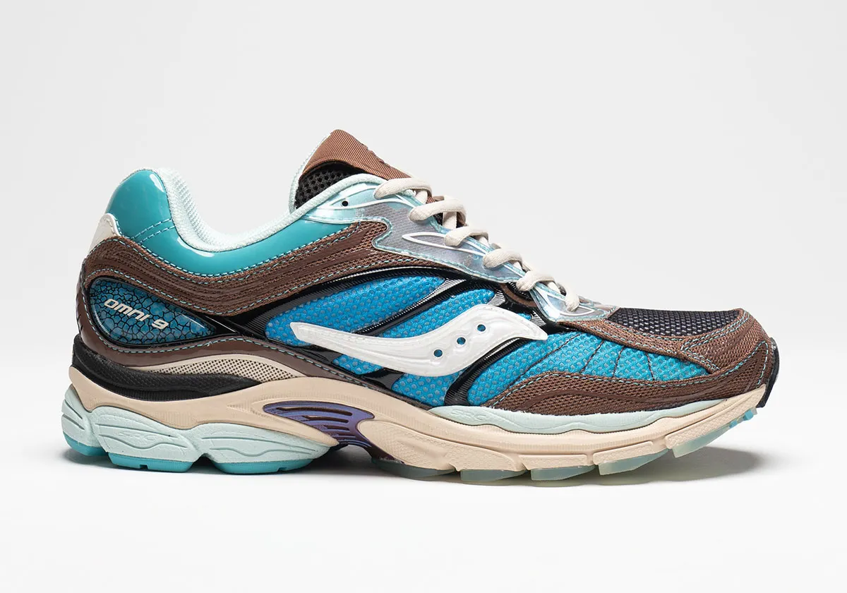 Saucony ProGrid Omni 9 Footpatrol Blue Brown – Image 2