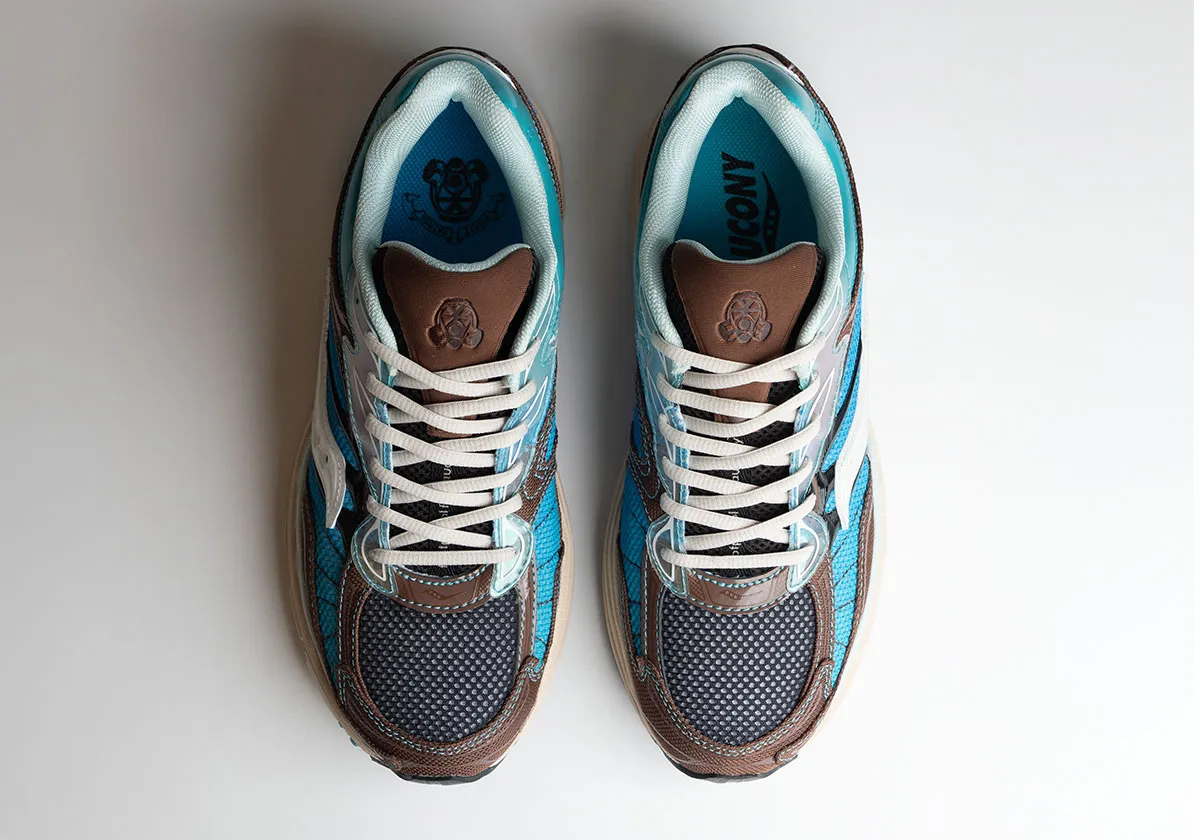 Saucony ProGrid Omni 9 Footpatrol Blue Brown – Image 4