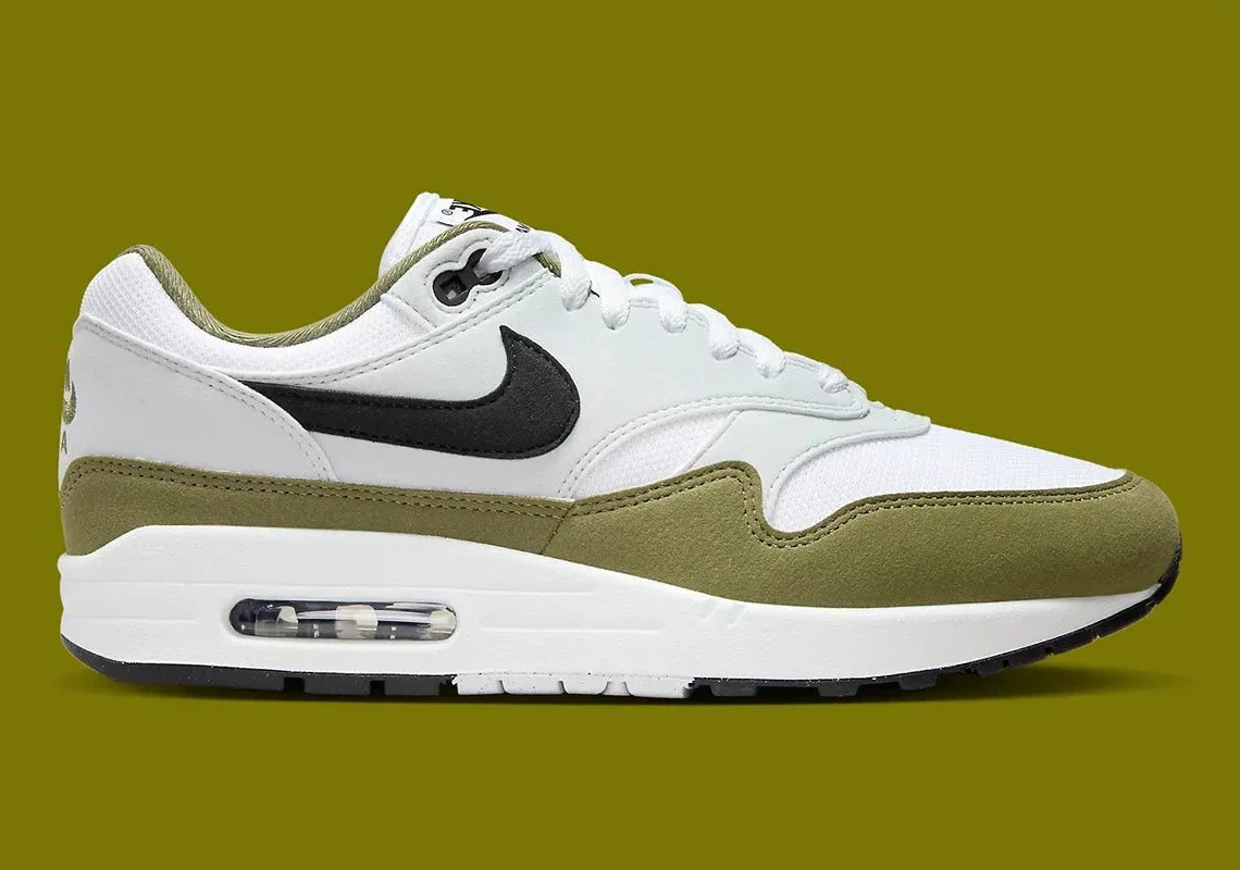 Nike Air Max 1 White Black Medium Olive – Image 2