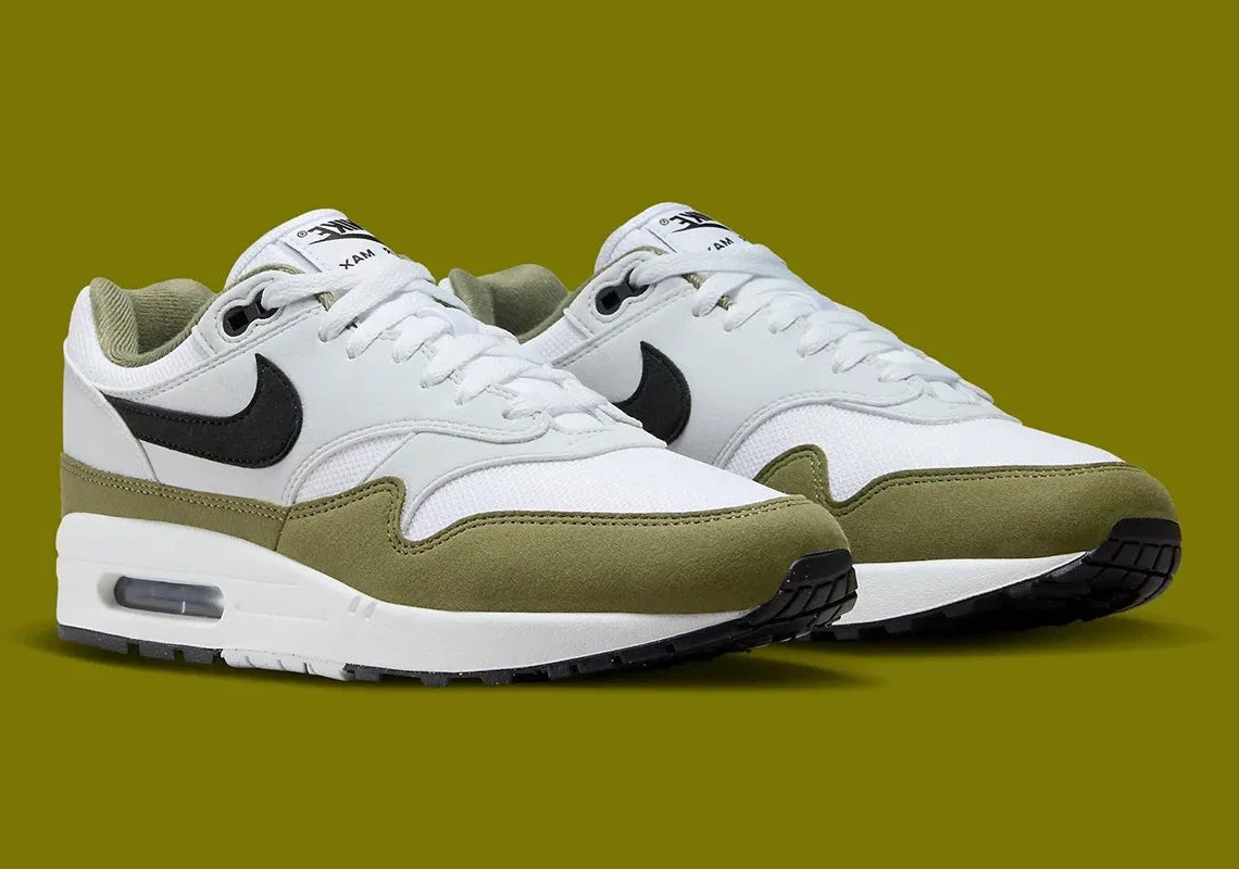 Nike Air Max 1 White Black Medium Olive – Image 3