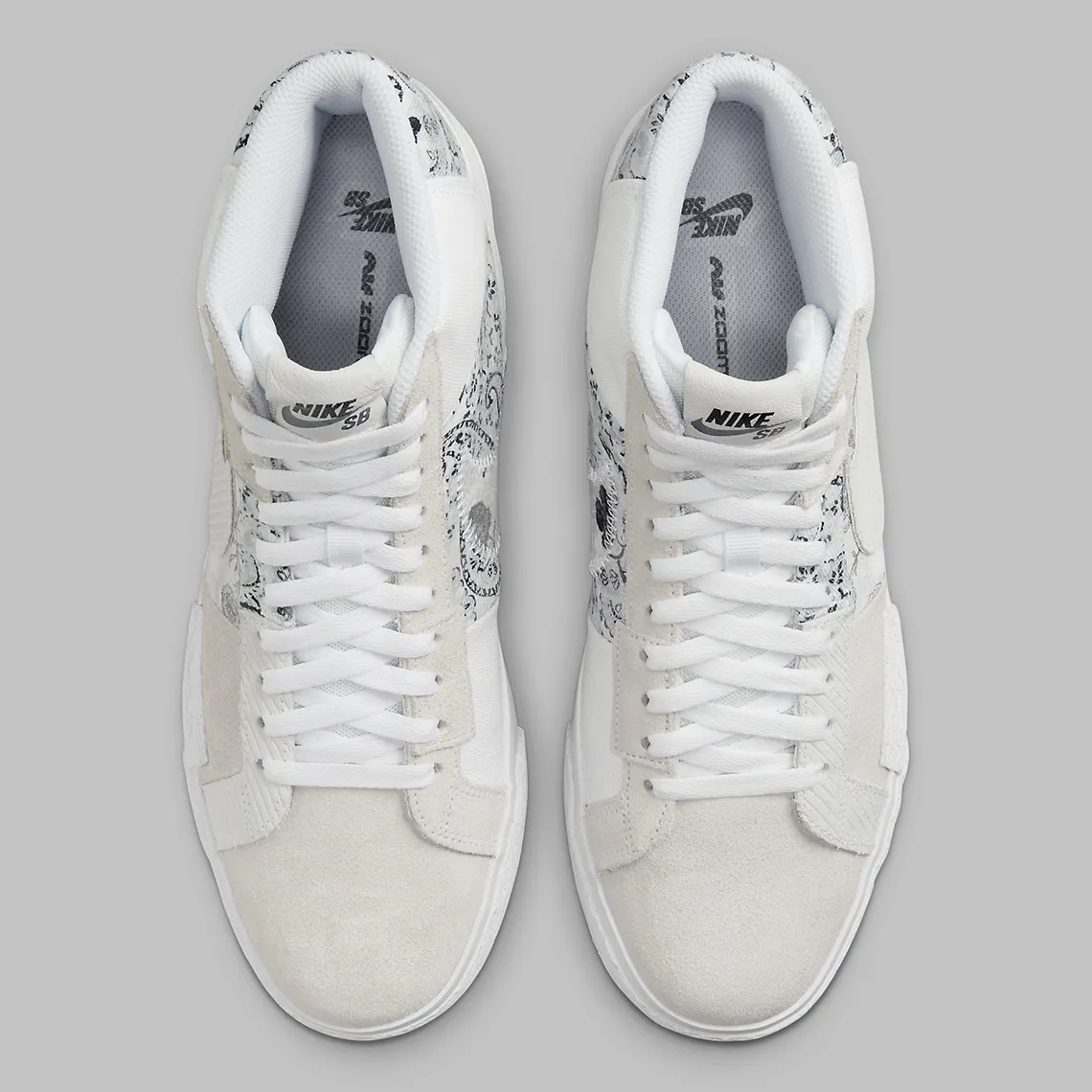 Nike SB Zoom Blazer Mid Premium Floral White Grey – Image 5